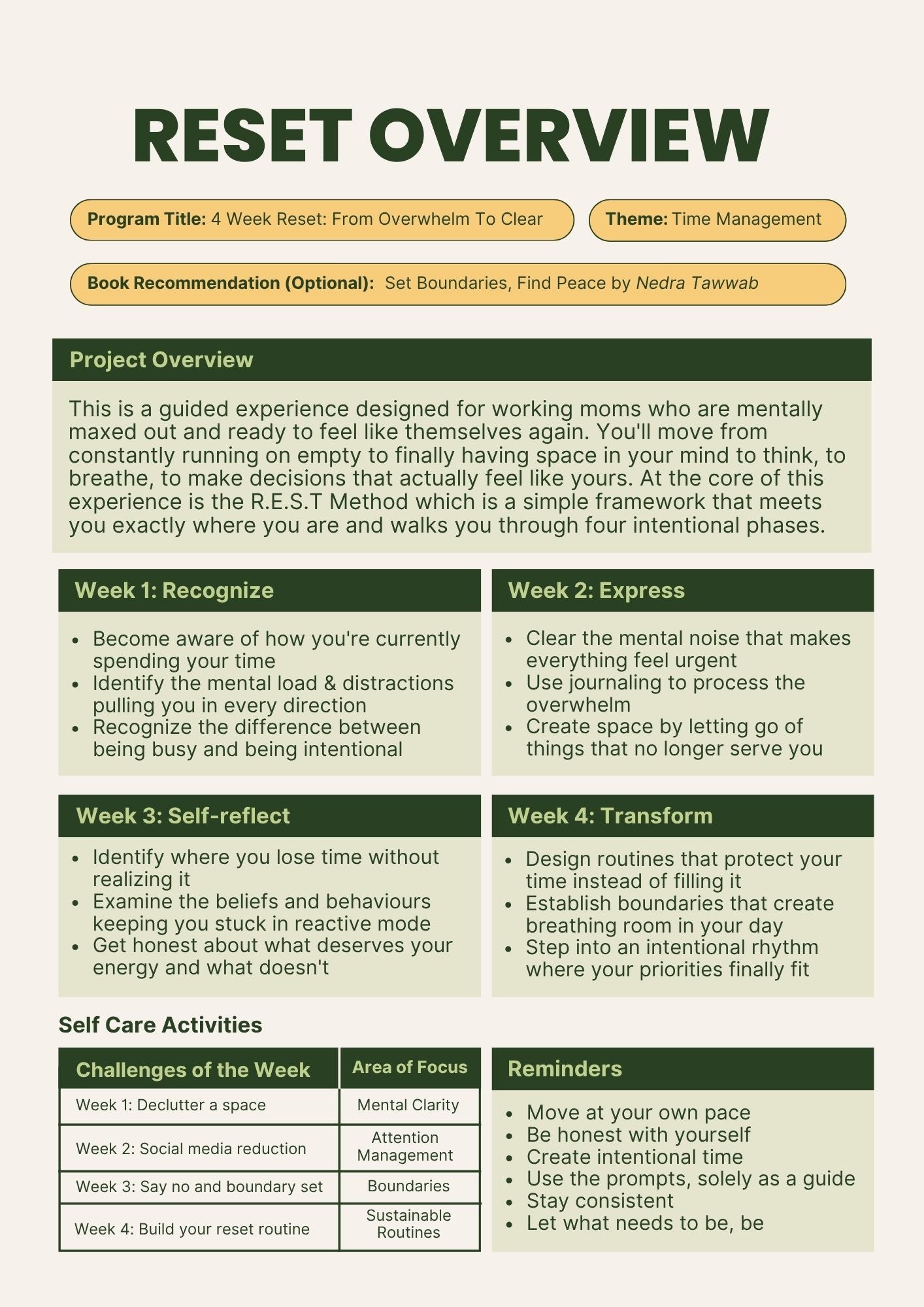 The 4 Week Reset: From Overwhelm to Clear